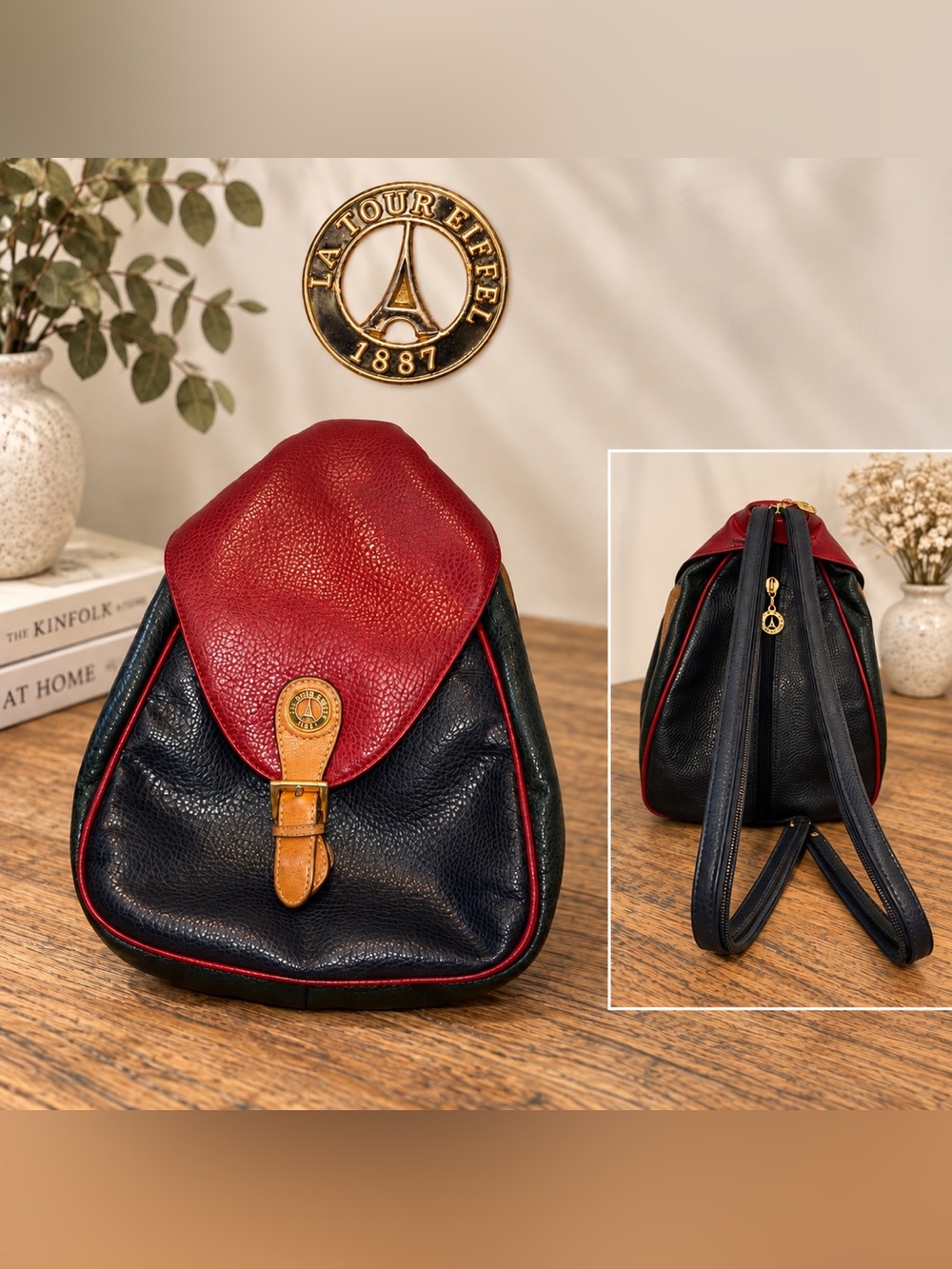 La Tour Eiffel 1887 Vintage Convertible Backpack / Shoulder Bag